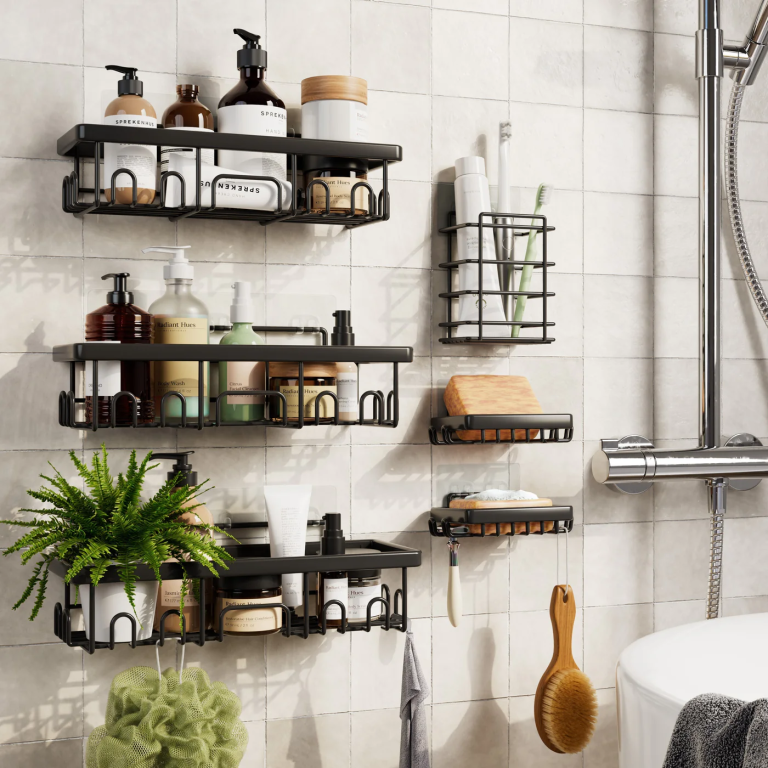 black shower caddies
